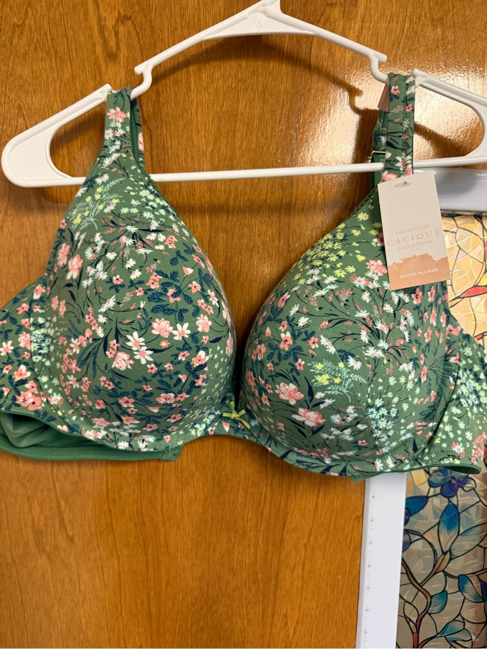Lane Bryant Cacique Green Floral Boost Plunge Bra 44C